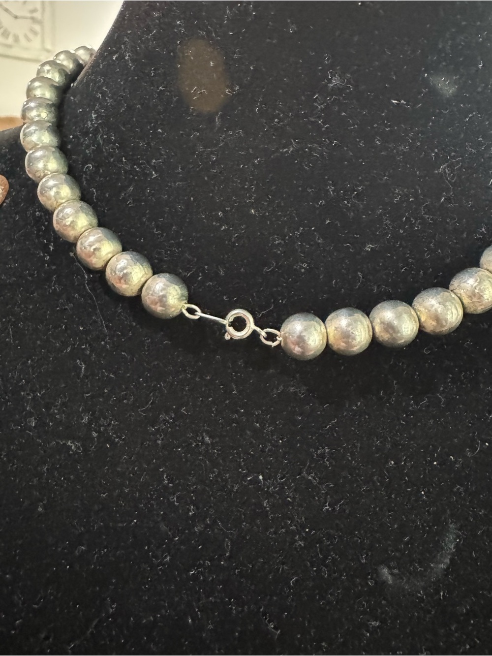 Heart Pendant Beaded Necklace - Silver Tone - Picture 2 of 2